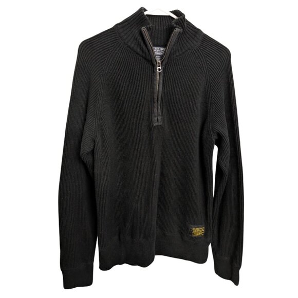 Polo Jeans Ralph Lauren Men's Vintage Quarter Zip Mock Neck Sweater, Medium - Picture 1 of 12